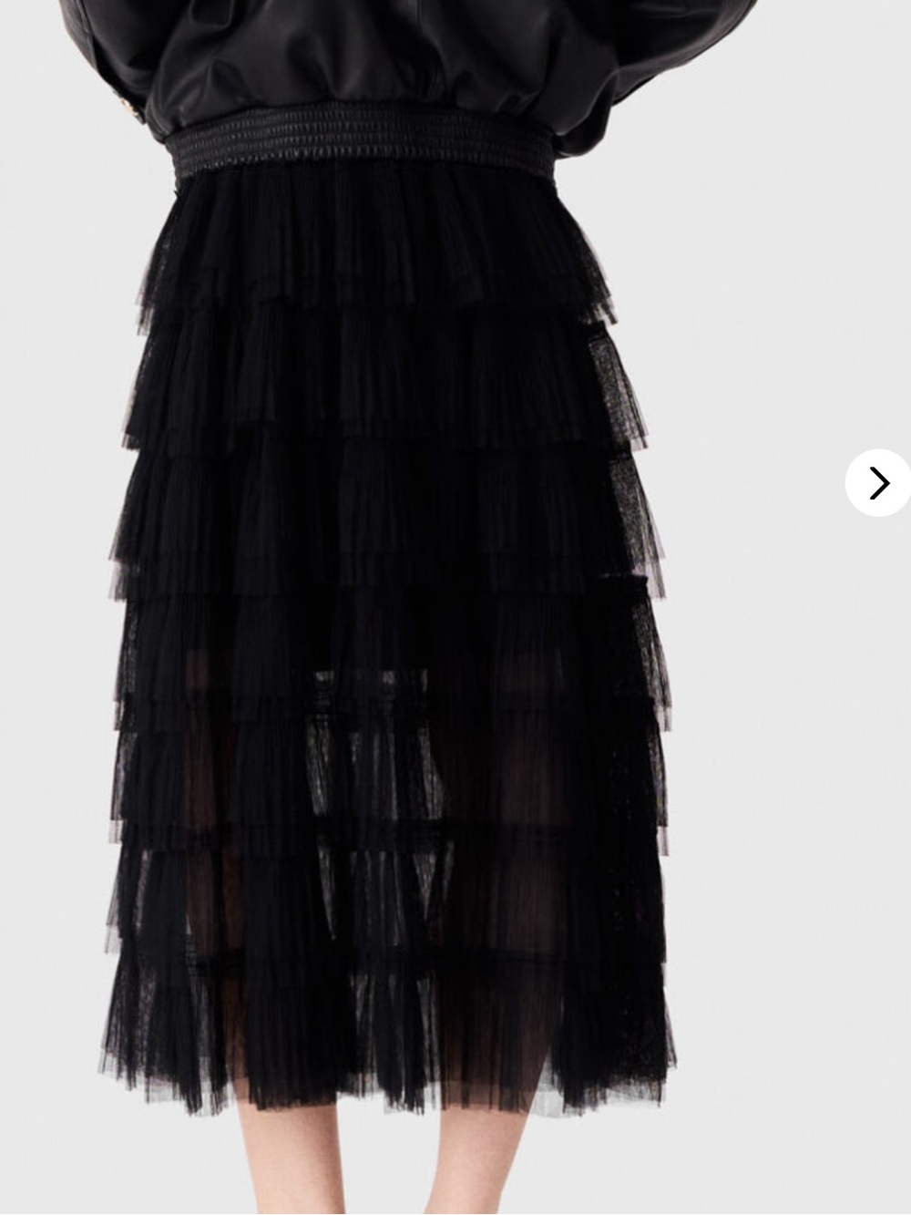 Maje Tulle Black Midi Skirt NWT Size 40 or Size Large Designer Luxury - Picture 3 of 10